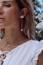 Серьги-трансформеры «Невесомость» с белым цирконом