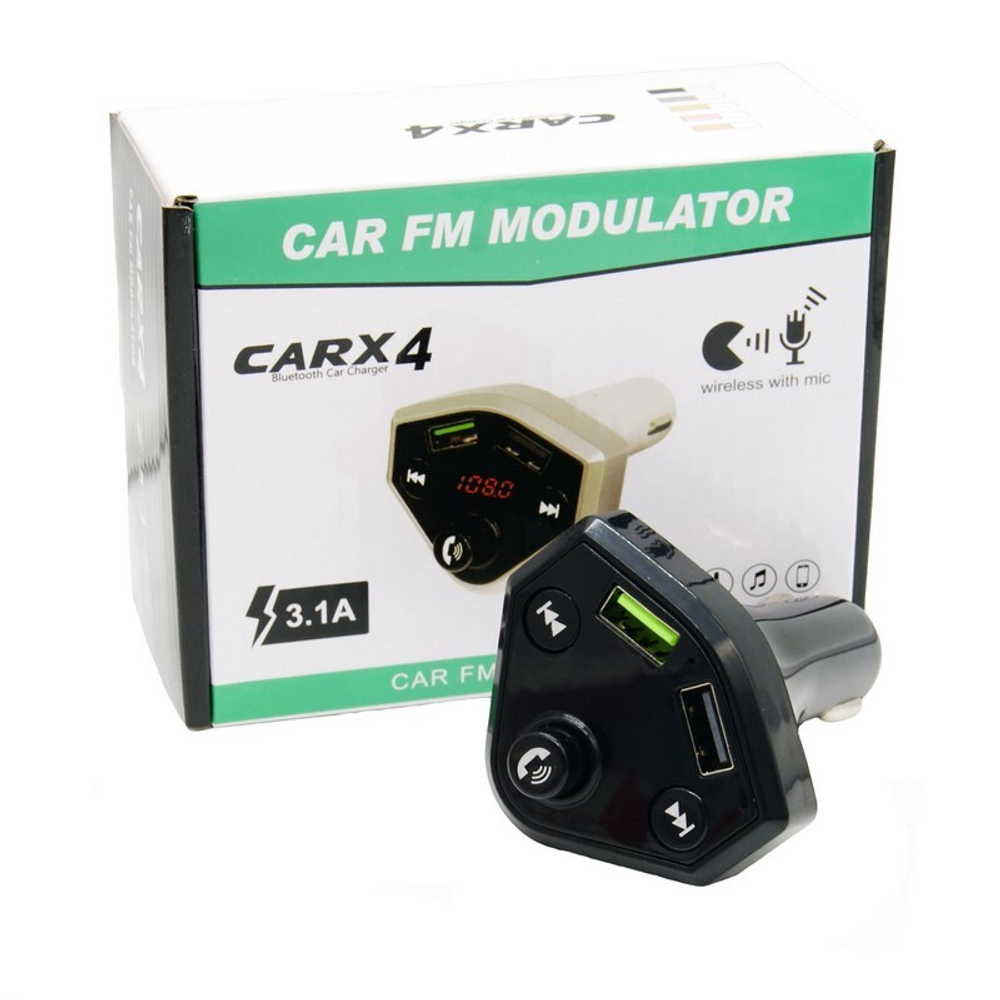 Автомобильный FM-трансмиттер CARX4 Bluetooth (черный)