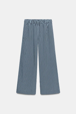 ZARA БРЮКИ WIDE-LEG В ПОЛОСКУ — ZW COLLECTION, СИНИЙ