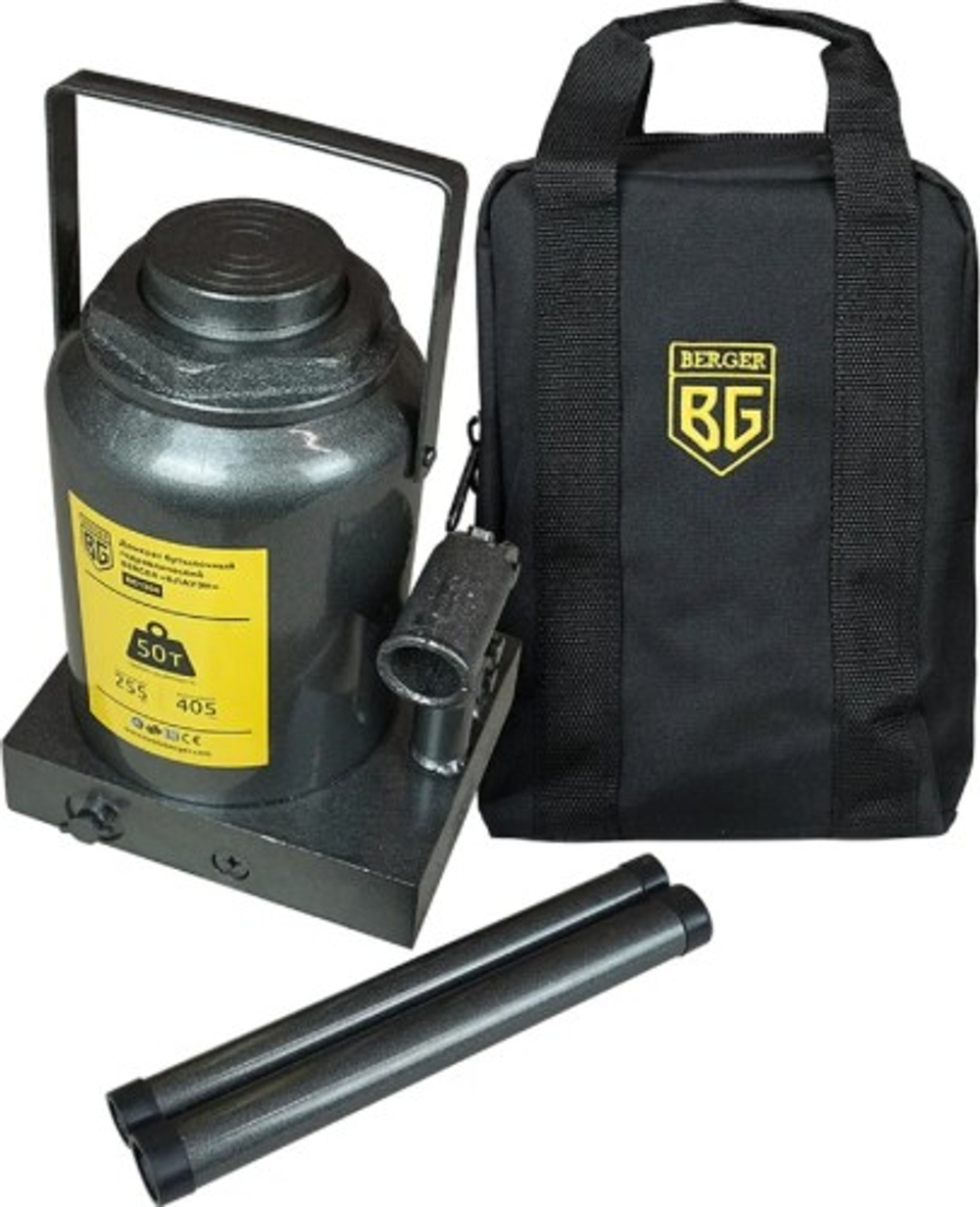 Домкрат бутылочный BERGER BG1304 гидравлический 50т., 255-405 мм