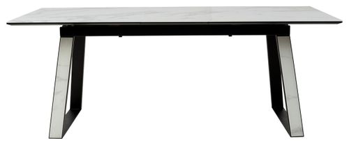 Стол Франк 160 БЕЛЫЙ МРАМОР, стекло / БЕЛЫЙ МРАМОР - ЧЕРНЫЙ,