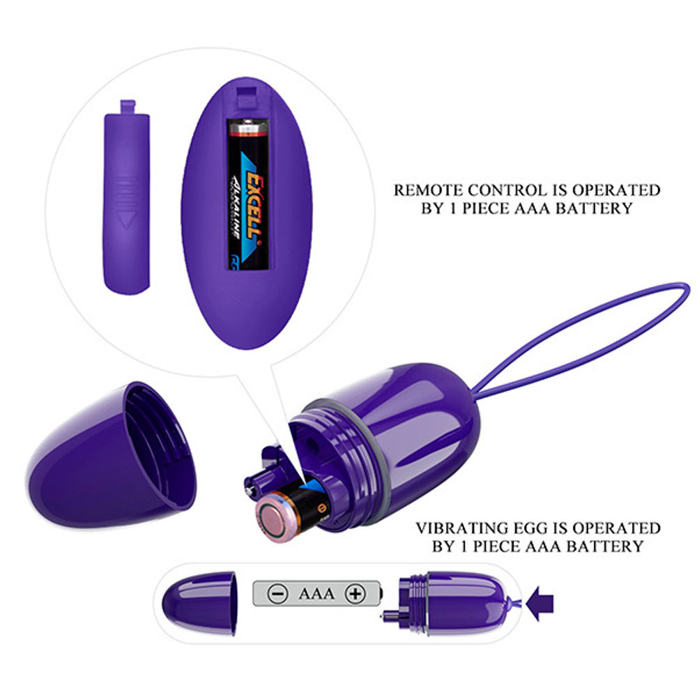 Фиолетовое виброяйцо 6,9см с пультом ДУ Pretty Love Selkie-Youth BI-014865WL