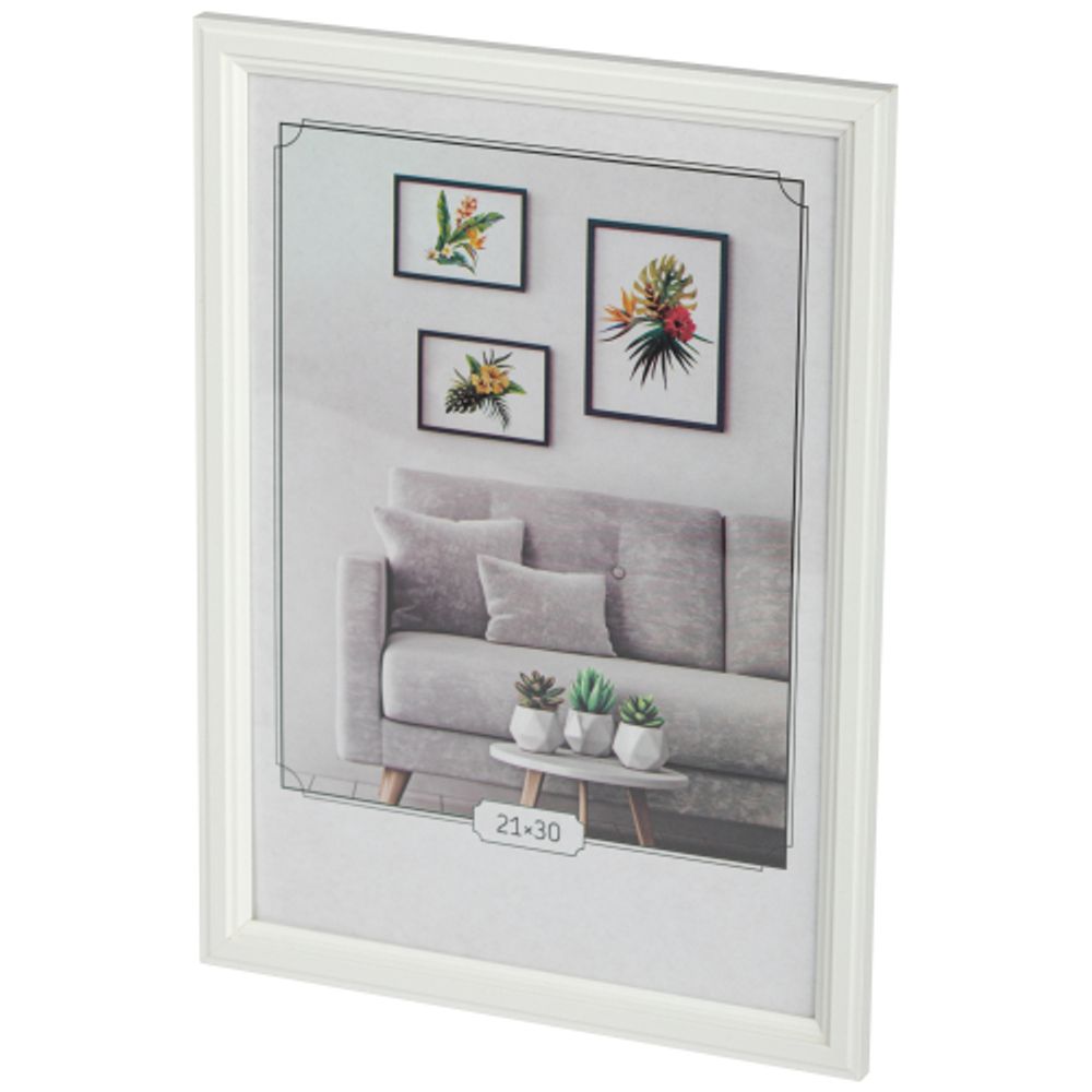 Фоторамка Image Art С22 МДФ универсальная 21х30 цвет белый вставка прозрачный пластик | Image Art
