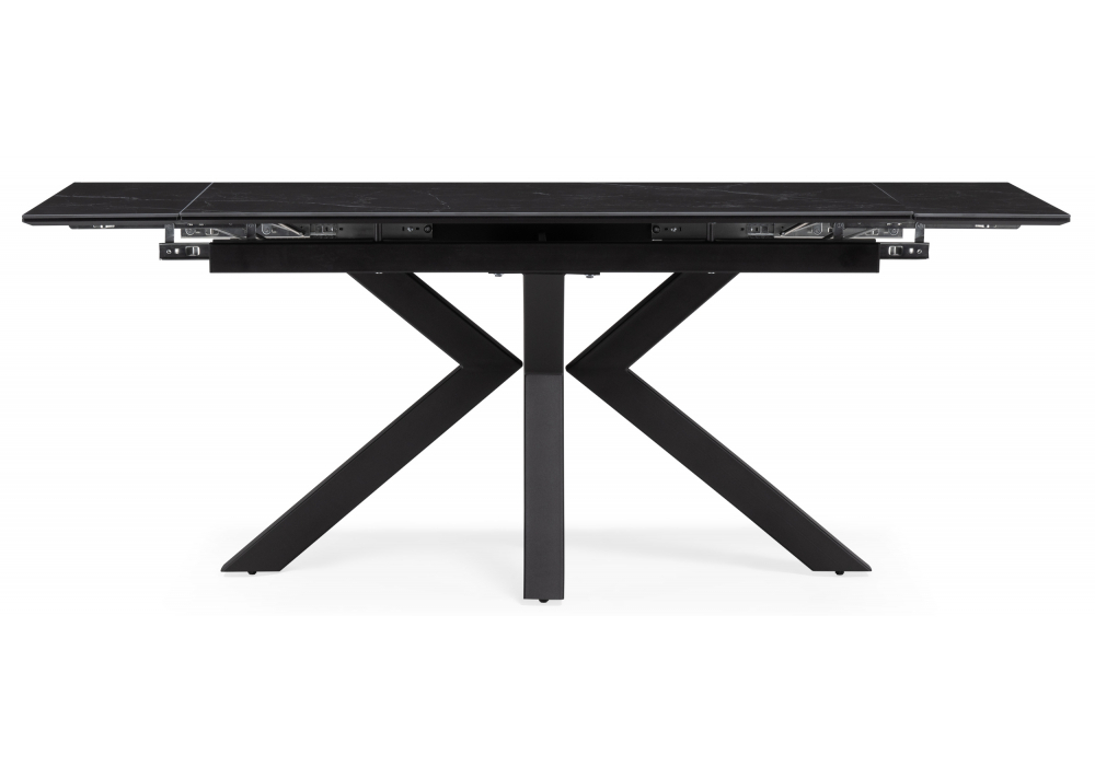 Керамический стол Woodville Бронхольм 140(200)х80х77 черный мрамор, черный, ножки черные