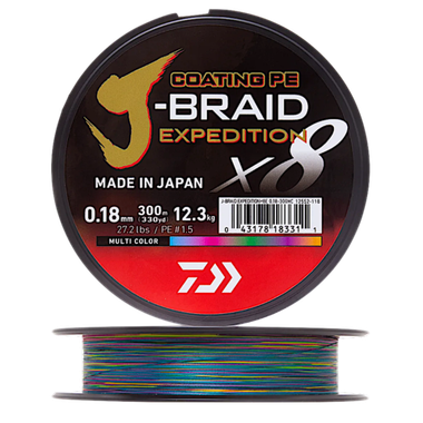 Шнур Daiwa J-Braid Expedition x8E 300м Multi Color 1шт -
