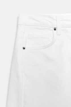 ZARA ДЖИНСОВЫЕ ШОРТЫ RELAXED СО СРЕДНЕЙ ПОСАДКОЙ — ZW COLLECTION, БЕЛЫЙ