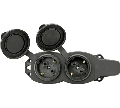 Розетка двойная СП EKF 16А с защ. крышкой каучук 417547