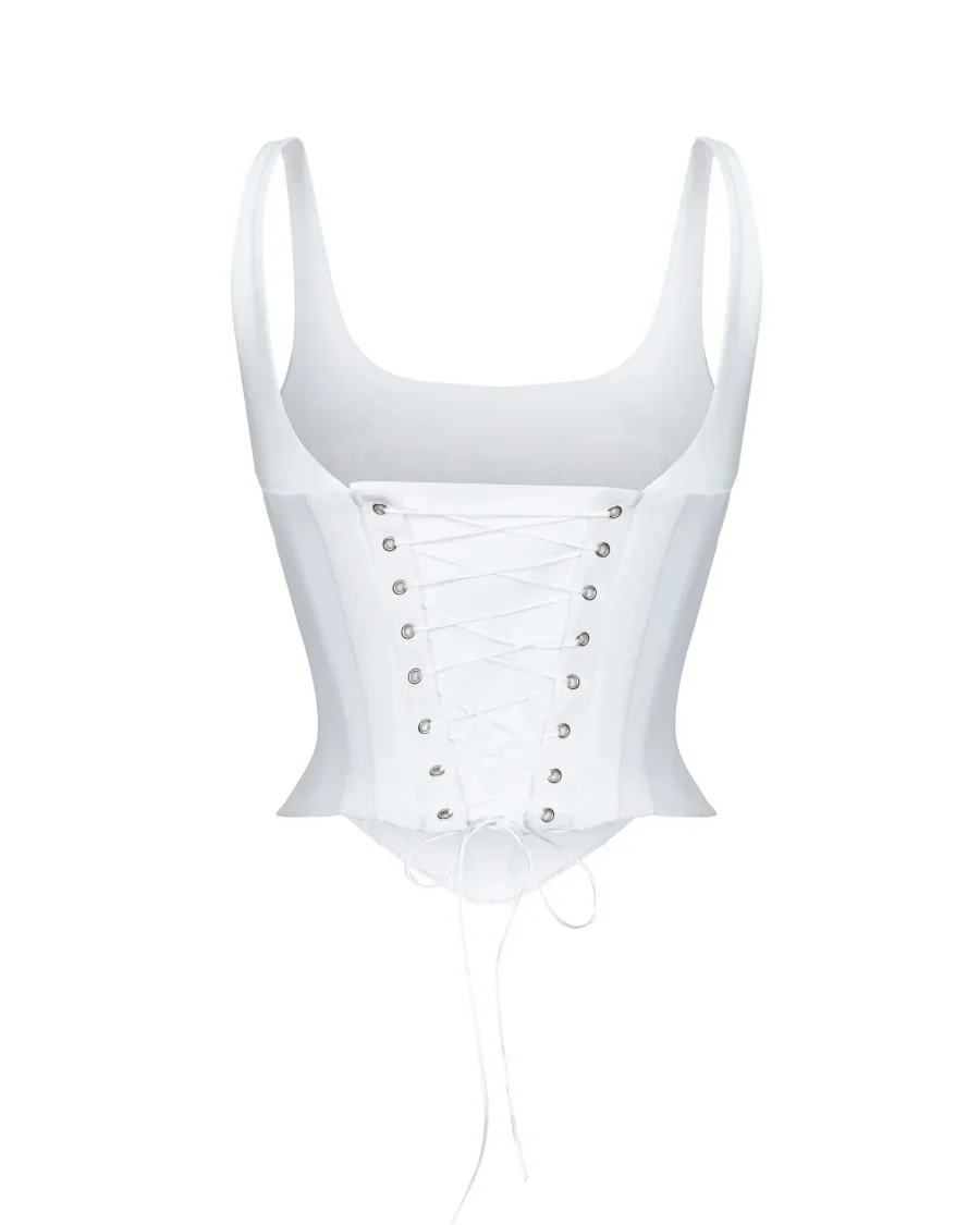 Белый корсет майка