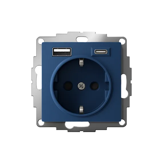 Розетка AtlasDesign 16А с 2-мя заряд. устройствами USB тип A+C 5В/2.4А/3.0А 2х5В/1.5А механизм аквамарин SE ATN001132