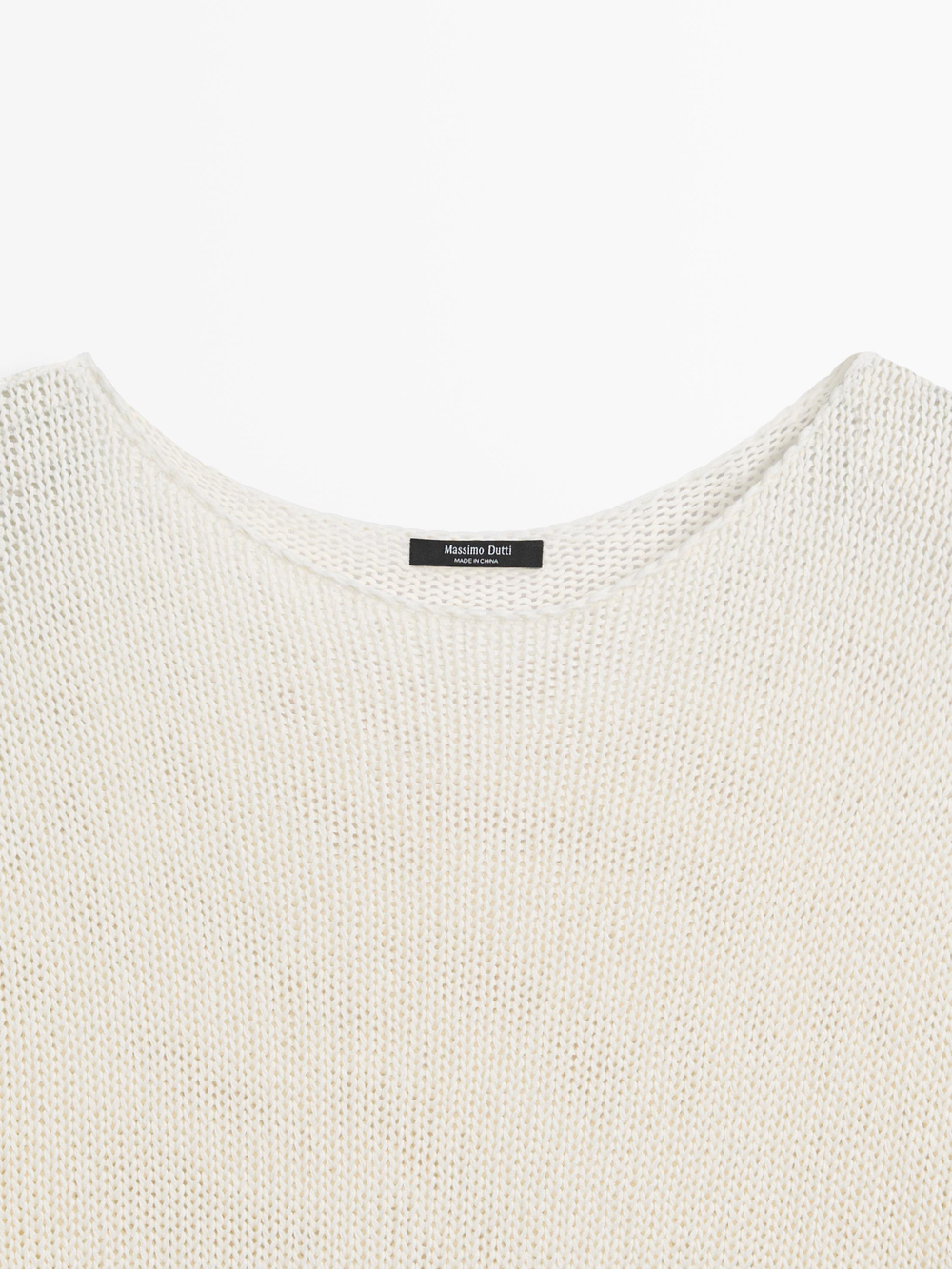 Massimo Dutti Свитер из смесового хлопка с ажурным узором, натуральный/кремовый