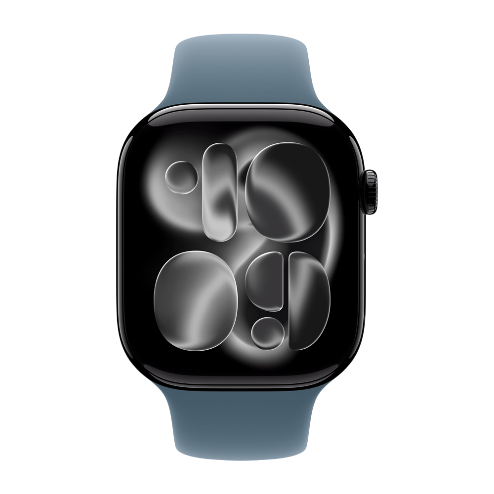 Умные часы Apple Watch Series 11 GPS, 46mm, Jet Black Aluminium Case with Anchor Blue Sport Band, S/M