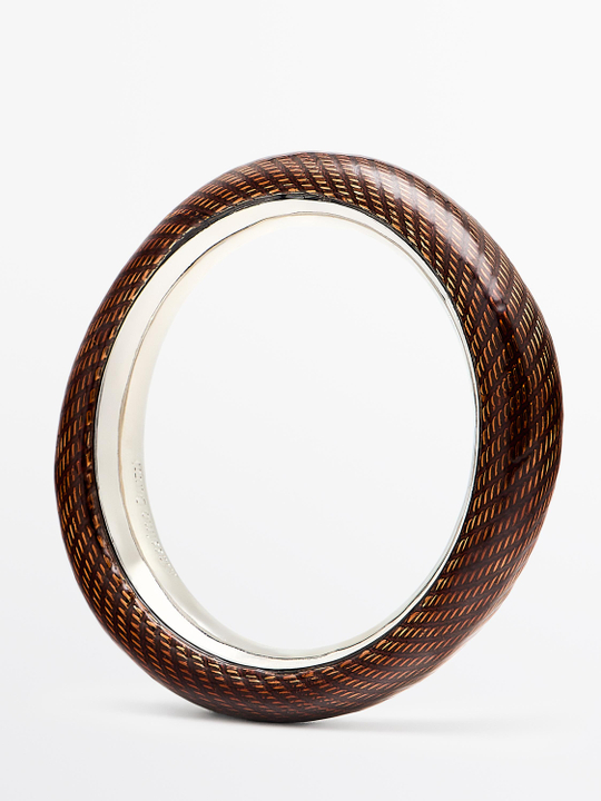 Massimo Dutti Рельефный браслет с эмалью, серебряный