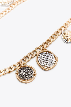 ZARA МЕТАЛЛИЧЕСКИЙ РЕМЕНЬ С МОНЕТАМИ, ЗОЛОТИСТЫЙ