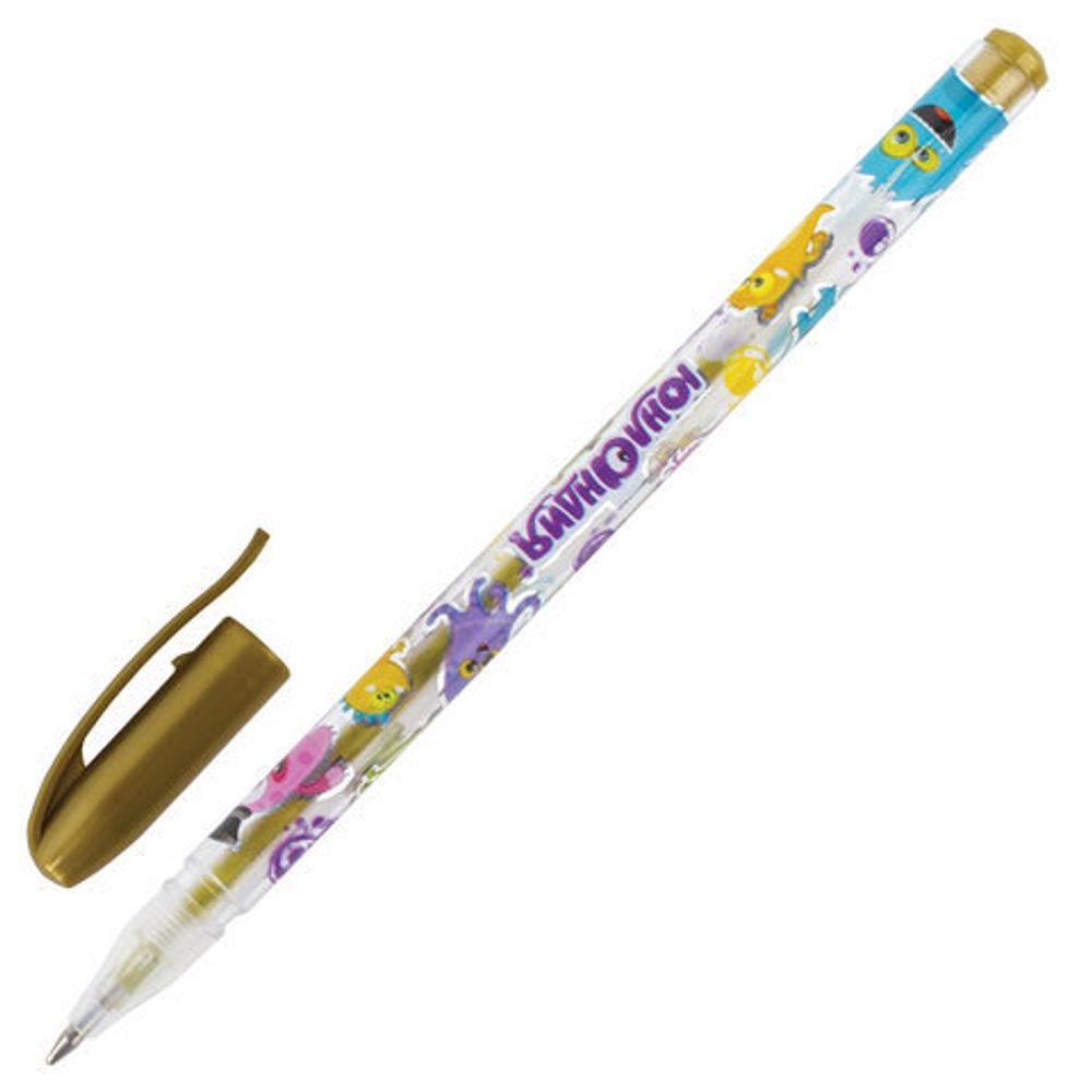 Ручки гелевые ЮНЛАНДИЯ, НАБОР 6 ЦВЕТОВ, МЕТАЛЛИК, с печатью, узел 0,7 мм, линия письма 0,5 мм, 142801