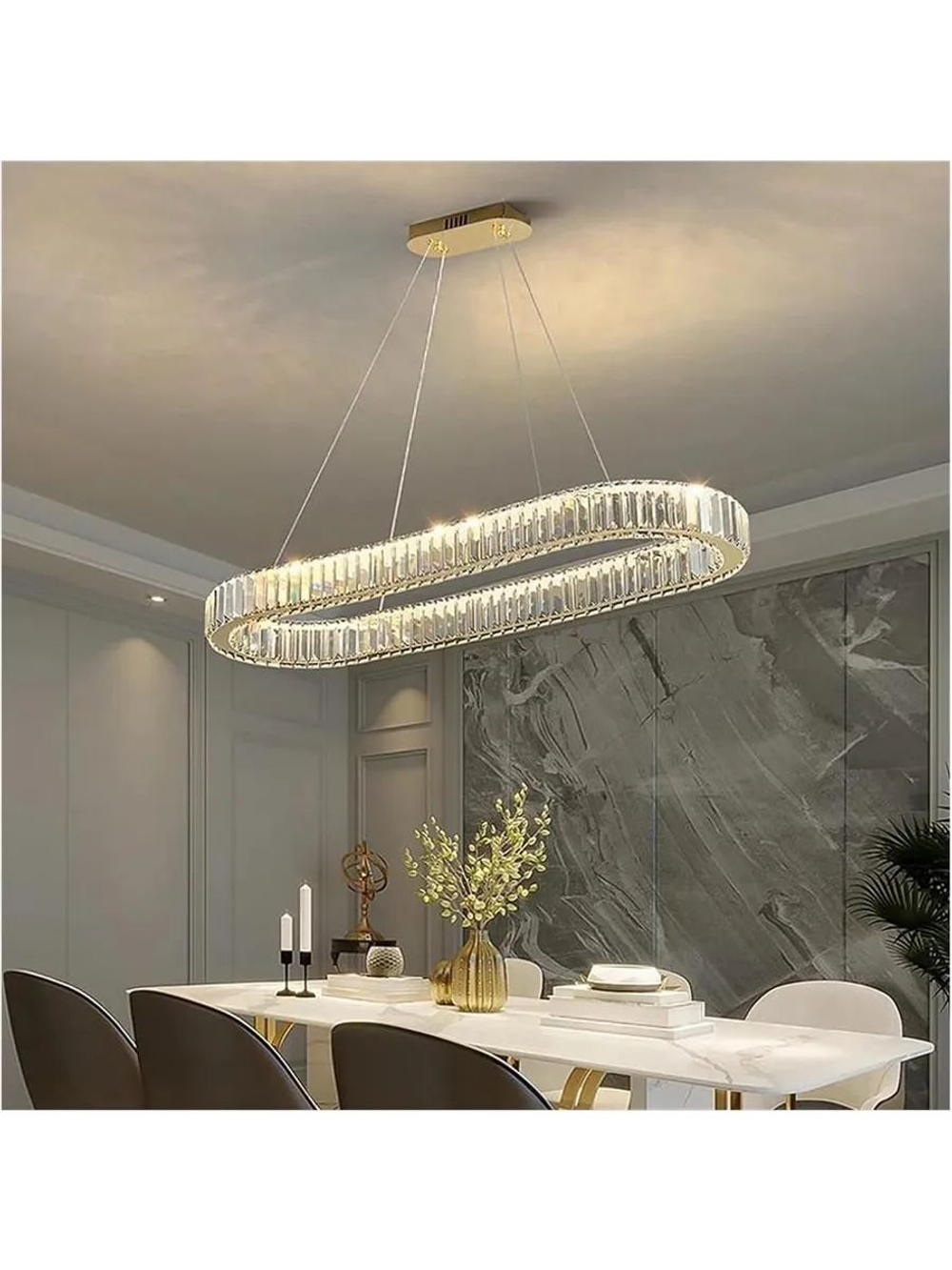 Люстра подвесная светодиодная Lanbos, LED 50 Вт, до 25 кв м, золотая