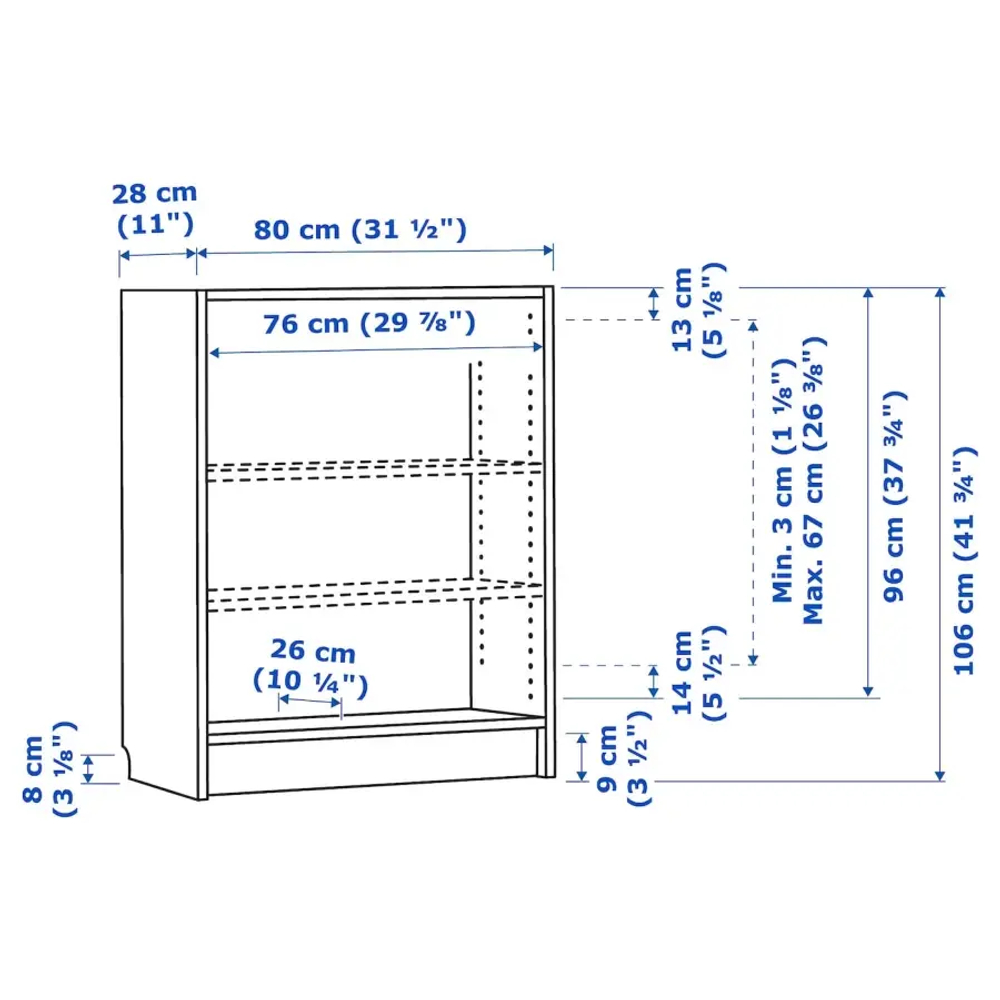 Комбинация: стеллаж и полка - IKEA BILLY/EKET, 80х28х106 см, 35х25х35 см, коричневый, БИЛЛИ/ЭКЕТ ИКЕА