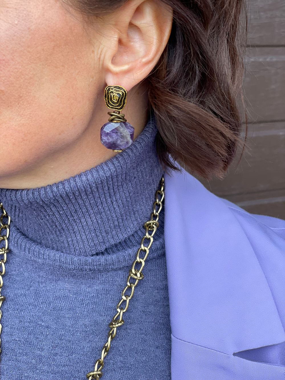 HMG 1019 аметист Серьги арт.0679