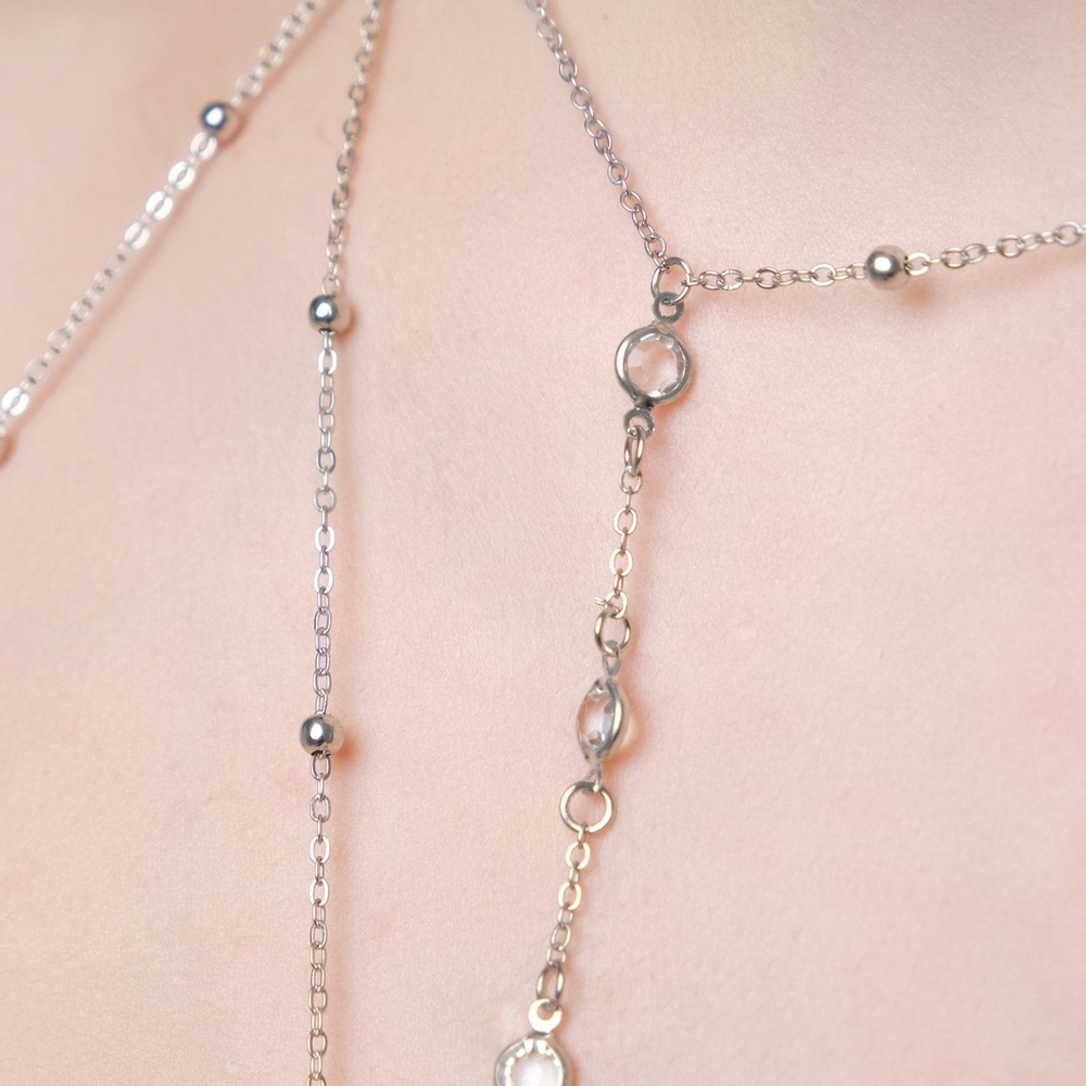 Оригинальная золотистая подвеска на тело с бусинками (Размер: S-M) (Цвет: золотистый)