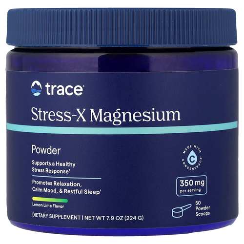 Trace, Stress-X, магний в порошке, со вкусом лимона и лайма, 224 г (7,9 унции)