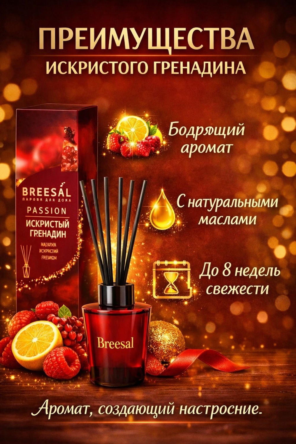 Аромадиффузор Breesal Passion Искристый гренадин, жидкость 70 мл