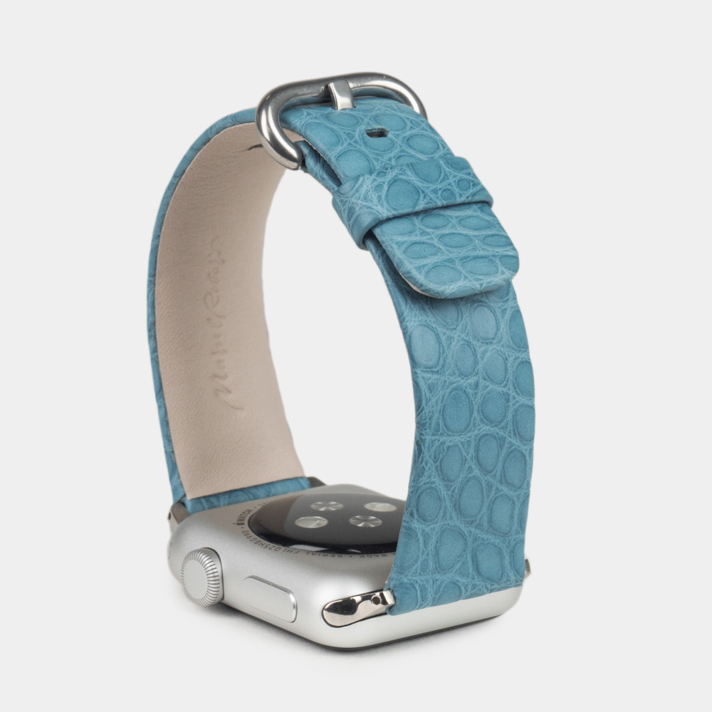 Ремешок для Apple Watch 40/41/42 mm из кожи аллигатора, сизого цвета