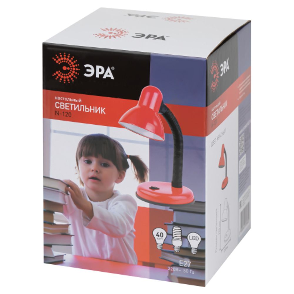 Настольный светильник ЭРА N-120-E27-40W-R красный | Настольные светильники под лампу