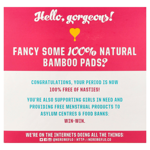 Here We Flo, Бамбуковые ежедневные прокладки, ультратонкие с крыльями, 16 прокладок