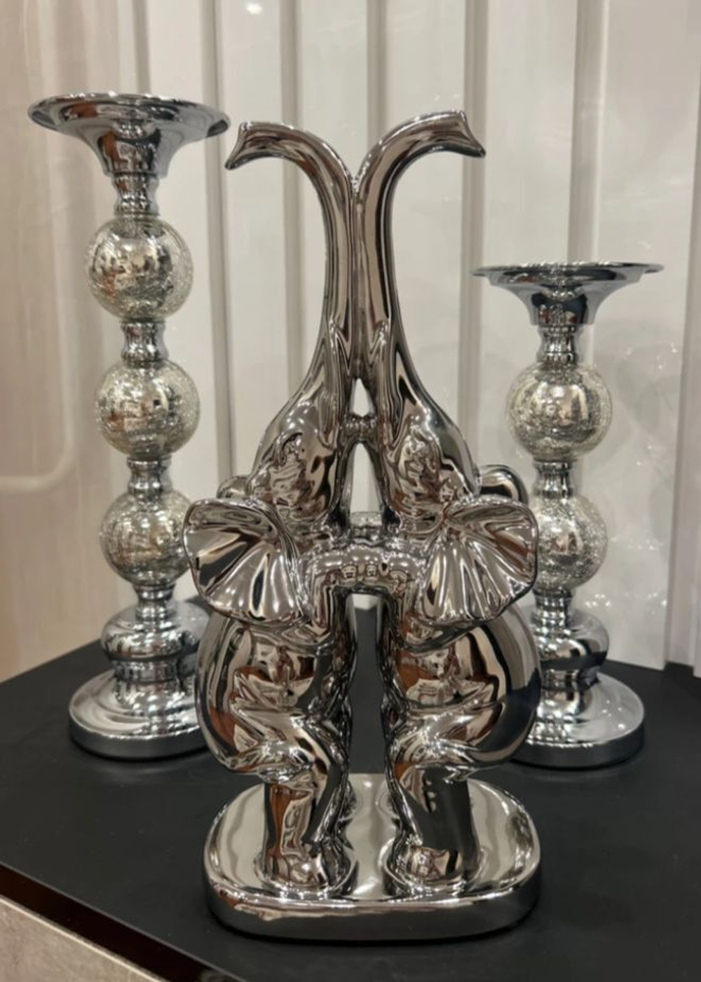 Подсвечник Garda Decor 22-86642L, настольный, металл, цвет хром, 35 см