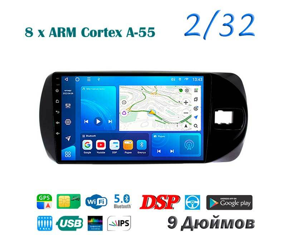 Topway TS18 2+32GB 8 ядер для Toyota Vitz 2014-2019 (прав)