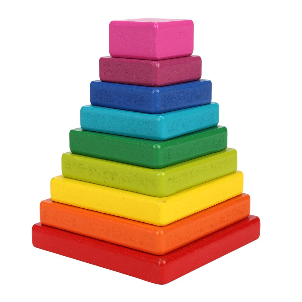 Развивающая игрушка деревянная Пирамидка сортер квадрат основание + 8 слоев, коробка C-41691