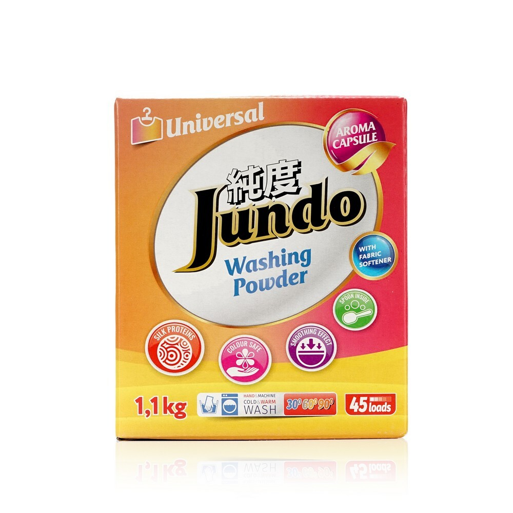 JUNDO 1,1кг Стир/пор Универсальный с кондиц. 1,1кг Aroma Capsule 2в1 Аромат Яблоко*7