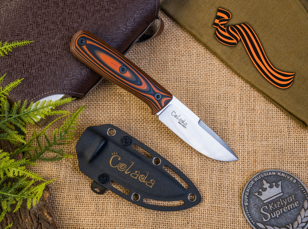 Туристический нож Colada Elmax (Cryo) StoneWash Black-Orange G10