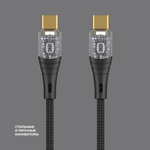 Дата-кабель Crystal Type-C – Type-C, 1 м, 60Вт, 3A, черный