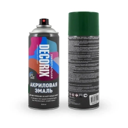 Краска зеленая в баллончике глянцевая акриловая DECORIX - Темно-зеленая эмаль аэрозольная для любых поверхностей 520 мл