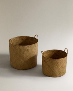 Zara Home Корзина из ротанга, цвет бежевый, 33 см