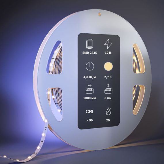 Светодиодная лента Maytoni 4,8W/m 60LED/m 2835SMD теплый белый 5M 201001