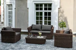 "Капучино Сингл" лаунж-зона из искусственного ротанга, цвет коричневый