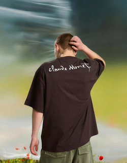 BERSHKA Футболка с короткими рукавами Claude Monet, коричневый