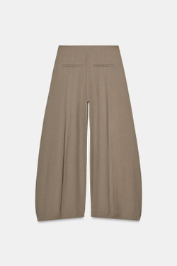 ZARA ОБЪЕМНЫЕ БРЮКИ — ZW COLLECTION, СЕРО-КОРИЧНЕВЫЙ