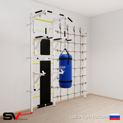 Шведская стенка Sv Sport 50720 (Турник стандарт/Брусья/Стойка/Скамья/Цепь/Мешок 22кг/Канатный лаз)