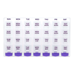 Ezy Dose, 4 раза в день еженедельно со всплывающими кнопками Medtime Planner, фиолетовый, 1 шт.
