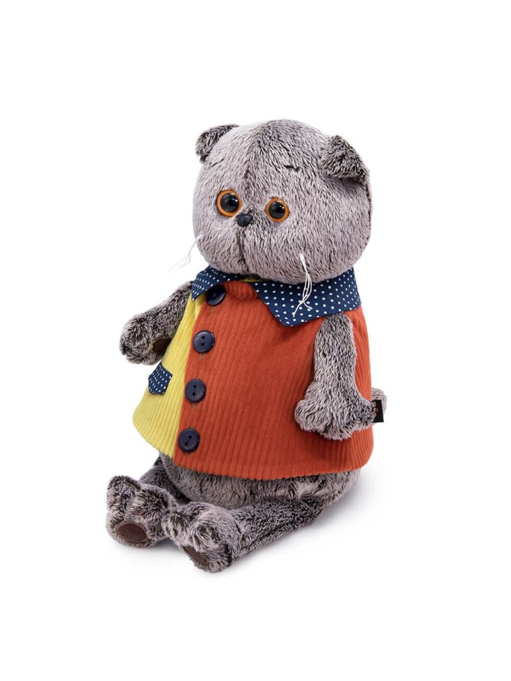 Мягкая игрушка Басик в вельветовом жилете 30 см
