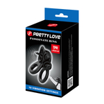 Эрекционное кольцо двойное с вибрацией и стимулятором TPR черное PRETTY LOVE BI-210239