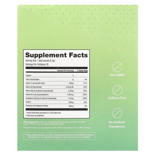 310 Nutrition, Hydrate, Electrolyte Drink Mix, Cucumber, 30 Sticks, 0.19 oz (5.4 g) Each