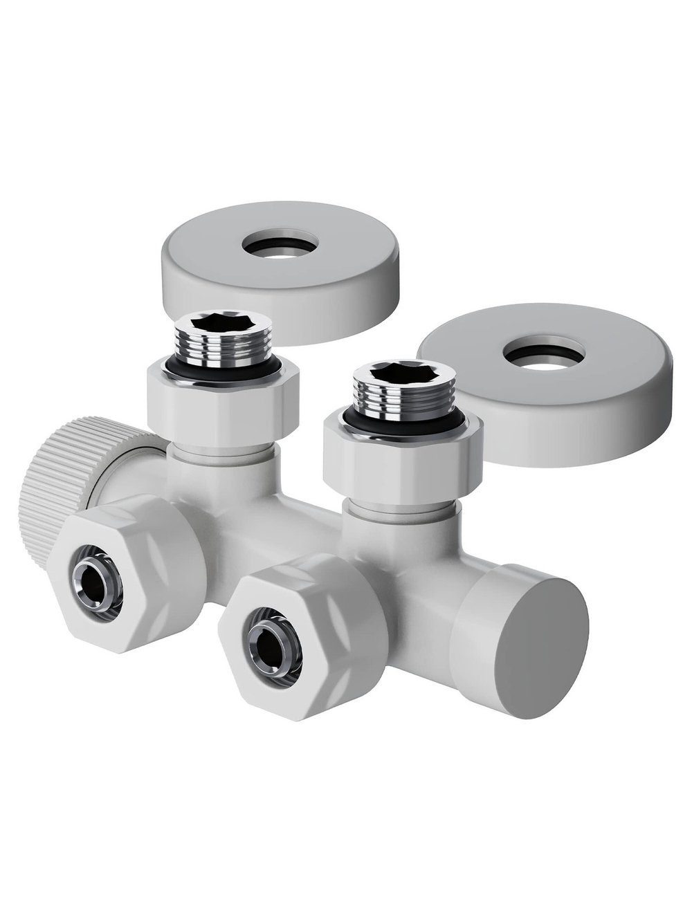 Узел нижнего подключения термостатический угловой Royal Thermo Design Pro 15мм М30х1,5 (Белый)