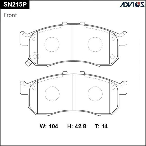 Дисковые тормозные колодки ADVICS передние SN215P