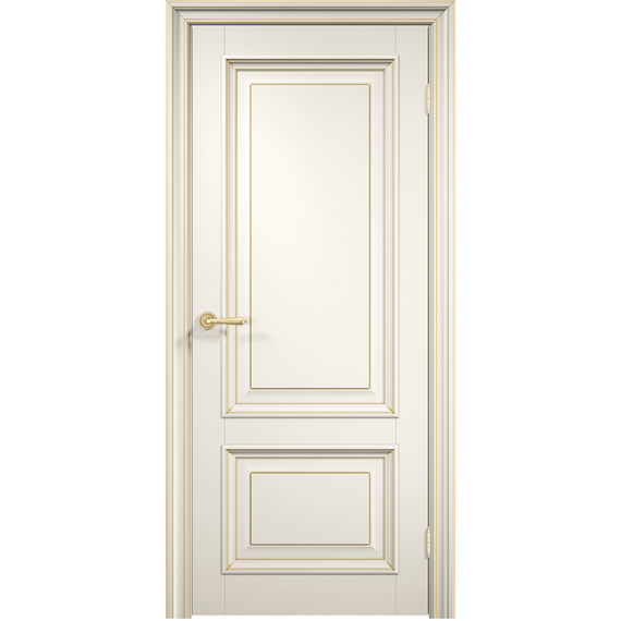 Фото межкомнатной двери эмаль Дверцов Больцано 2 цвет белый RAL 9010 патина золото глухая