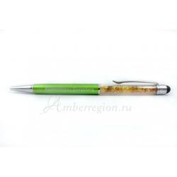 Ручка-стилус с янтарем (зелёная)