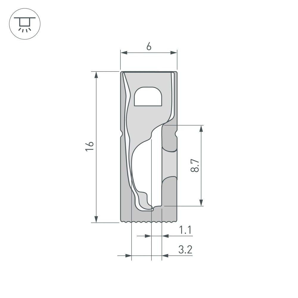 Силиконовый профиль WPH-FLEX-0616-SIDE-S9-5m FULL BLACK (Arlight, Силикон) 045842