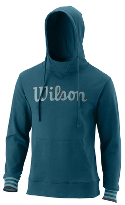 Мужская теннисная кофта Wilson Script Eco Cotton PO Hoody Slimfit - blue coral